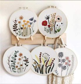 img 1 attached to 🧵 Lovedfull 5 Sets Stamped Embroidery Kit: Full Range Beginner-Friendly Embroidery Kits with Patterned Cloth, Hoop & Instruction!