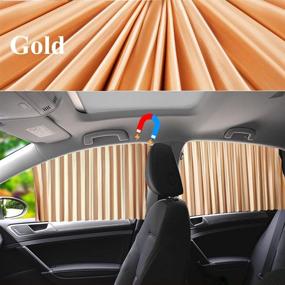 img 3 attached to 🌞 ROSEIN Car Sun Shade for Window - 2pcs Magnetic Car Curtain for Baby Kids, Privacy and Sun Protection, Ideal for Car Camping (Gold-2pcs)