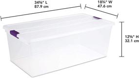 img 2 attached to 📦 Sterilite 17641704 110 Quart/104 Liter ClearView Latch Box, Clear with Sweet Plum Latches, 4-Pack - Organize and Store Your Belongings Efficiently