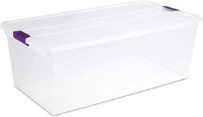 img 1 attached to 📦 Sterilite 17641704 110 Quart/104 Liter ClearView Latch Box, Clear with Sweet Plum Latches, 4-Pack - Organize and Store Your Belongings Efficiently