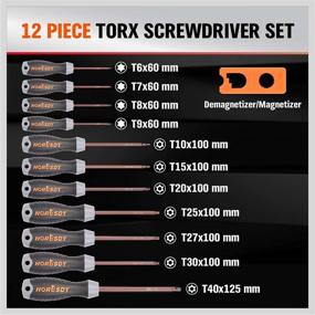 img 2 attached to 🔧 HORUSDY 12-частный набор магнитных отверток с трещеткой - T6-T40 Звездочные отвертки из стали S2, комплект для защиты от вскрытия (T10-T40)