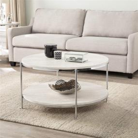 img 4 attached to 🪨 Southern Enterprises Silas Round Faux Stone Cocktail Coffee Table: Stylish Silver Addition for Modern Interiors