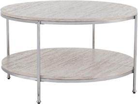 img 2 attached to 🪨 Southern Enterprises Silas Round Faux Stone Cocktail Coffee Table: Stylish Silver Addition for Modern Interiors