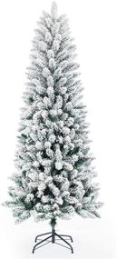 img 4 attached to 🎄 Snow Flocked Unlit Classic Pencil Christmas Tree: Available in 5/6/7FT Sizes