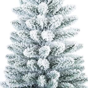 img 1 attached to 🎄 Snow Flocked Unlit Classic Pencil Christmas Tree: Available in 5/6/7FT Sizes