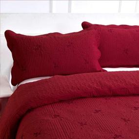 img 3 attached to 🌺 Exquisite Burgundy Floral Quilt Coverlet Set: Full/Queen Size Bedspread with Lightweight Hypoallergenic Hypoallergenic, Featuring Delicate Embroidery