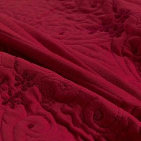 img 1 attached to 🌺 Exquisite Burgundy Floral Quilt Coverlet Set: Full/Queen Size Bedspread with Lightweight Hypoallergenic Hypoallergenic, Featuring Delicate Embroidery