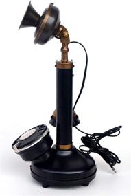 img 1 attached to Antique Replica Rotery Dial Home Decor Candlestick Functional Antique Finish Desk Telephone (Black &Amp