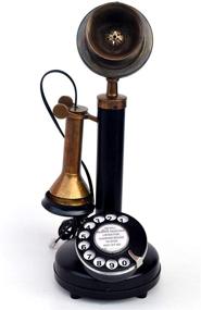 img 4 attached to Antique Replica Rotery Dial Home Decor Candlestick Functional Antique Finish Desk Telephone (Black &Amp