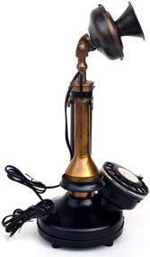 img 3 attached to Antique Replica Rotery Dial Home Decor Candlestick Functional Antique Finish Desk Telephone (Black &Amp