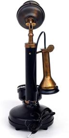 img 2 attached to Antique Replica Rotery Dial Home Decor Candlestick Functional Antique Finish Desk Telephone (Black &Amp