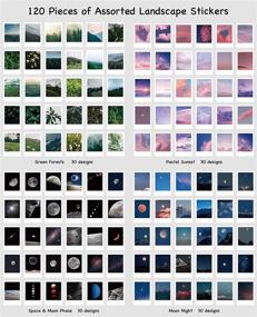 img 3 attached to 🌄 120-Piece Landscape Nature Stickers Set: Mountain Forest, Sky, Clouds, Galaxy, Moon Phase, and Sunset - Perfect for Art Journaling, Scrapbooking, Planning, DIY Crafts, & More!