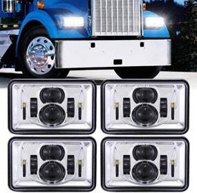 img 4 attached to 🚛 Z-OFFROAD 4шт 60 Вт Прямоугольные фары LED 4x6, одобренные DOT - Замена фар H4656 H4651 H4652 H4666 H6545 для грузовиков Freightliner Peterbilt Kenworth Oldsmobile Cutlass - Хром