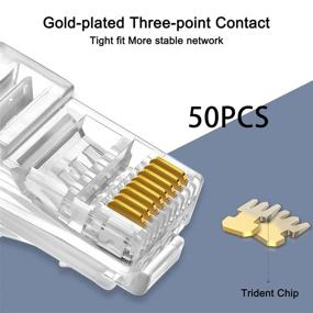 img 3 attached to Разъемы RJ45 Dingsun, коннекторы RJ45 прозрачные и проницаемые, UTP 8P8C, с золочеными контактами для широкого использования в локальной сети и ADSL-широкополосном доступе (50 шт)