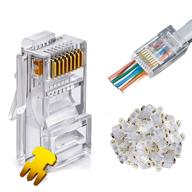 разъемы rj45 dingsun, коннекторы rj45 прозрачные и проницаемые, utp 8p8c, с золочеными контактами для широкого использования в локальной сети и adsl-широкополосном доступе (50 шт) логотип