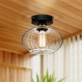 img 3 attached to 🔆 Versatile Industrial Semi Flush Mount Ceiling Light: Includes 750 Lumen LED Bulb, Clear Glass Shade - Ideal for Farmhouse, Hallway, Bedroom, Cafe, Bar, Corridor, Porch, Passway