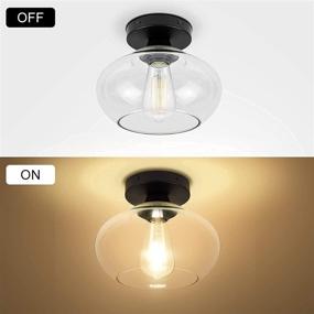 img 2 attached to 🔆 Versatile Industrial Semi Flush Mount Ceiling Light: Includes 750 Lumen LED Bulb, Clear Glass Shade - Ideal for Farmhouse, Hallway, Bedroom, Cafe, Bar, Corridor, Porch, Passway