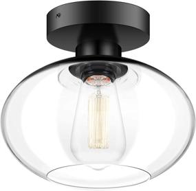 img 4 attached to 🔆 Versatile Industrial Semi Flush Mount Ceiling Light: Includes 750 Lumen LED Bulb, Clear Glass Shade - Ideal for Farmhouse, Hallway, Bedroom, Cafe, Bar, Corridor, Porch, Passway