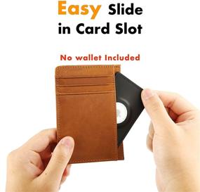 img 3 attached to 👜 Oakxco Genuine Leather AirTag Wallet Case - Slim Credit Card Size Holder, Black/Nude, Set of 2