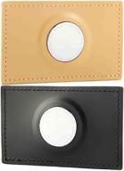 👜 oakxco genuine leather airtag wallet case - slim credit card size holder, black/nude, set of 2 logo