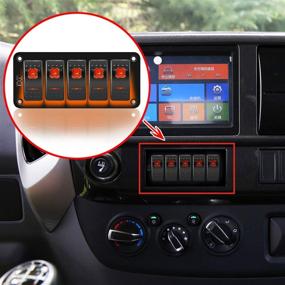 img 2 attached to 🚤 Marine Rocker Switch Panel 5 Gang - FXC Aluminum Toggle Switches Dash, 5 Pin ON/Off with 2 LED Backlit for Car Boat, Orange