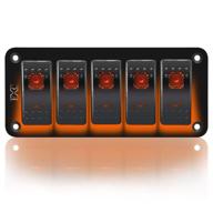 🚤 marine rocker switch panel 5 gang - fxc aluminum toggle switches dash, 5 pin on/off with 2 led backlit for car boat, orange логотип