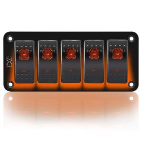 img 4 attached to 🚤 Marine Rocker Switch Panel 5 Gang - FXC Aluminum Toggle Switches Dash, 5 Pin ON/Off with 2 LED Backlit for Car Boat, Orange