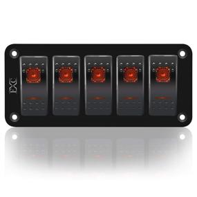 img 3 attached to 🚤 Marine Rocker Switch Panel 5 Gang - FXC Aluminum Toggle Switches Dash, 5 Pin ON/Off with 2 LED Backlit for Car Boat, Orange
