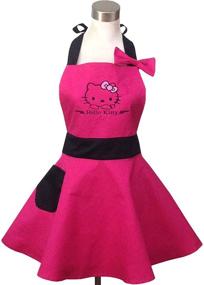 img 3 attached to 👗 Hyzrz Hello Kitty Hot Pink Retro Kitchen Apron: A Charming Cotton Essential for Women and Girls