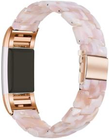 img 3 attached to 🌸 Stylish Flower Pink Resin Band for Fitbit Charge 2 - Compatible with Fitbit Charge 2 HR Wristbands - Fashionable Bracelet Wristband Strap for Women and Men