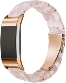 img 4 attached to 🌸 Stylish Flower Pink Resin Band for Fitbit Charge 2 - Compatible with Fitbit Charge 2 HR Wristbands - Fashionable Bracelet Wristband Strap for Women and Men