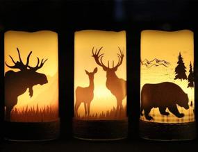 img 3 attached to 🕯️ GenSwin Battery Operated Flameless Led Candles with 6H Timer - Decorative Real Wax Pillar Candles with Hemp Rope, Flickering Warm Light, and Animal Decals (Pack of 3, D3" x H6")