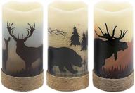 🕯️ genswin battery operated flameless led candles with 6h timer - decorative real wax pillar candles with hemp rope, flickering warm light, and animal decals (pack of 3, d3" x h6") логотип