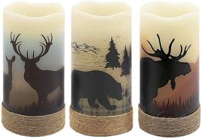 img 4 attached to 🕯️ GenSwin Battery Operated Flameless Led Candles with 6H Timer - Decorative Real Wax Pillar Candles with Hemp Rope, Flickering Warm Light, and Animal Decals (Pack of 3, D3" x H6")