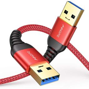 img 4 attached to 🔌 AINOPE USB 3.0 A-A Мужской кабель 3.3FT+3.3FT, USB 3.0 кабель [Никогда не прорвется] Двусторонний USB кабель, совместимый с корпусами жестких дисков, DVD-плеером, ноутбуком Cool-Red.