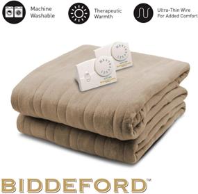 img 1 attached to 🔥 Cozy up with the Biddeford Blankets Comfort Knit Heated Blanket, Queen Size in Fawn