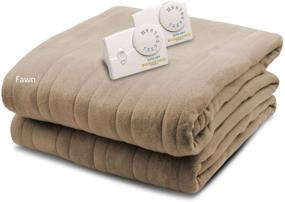img 4 attached to 🔥 Cozy up with the Biddeford Blankets Comfort Knit Heated Blanket, Queen Size in Fawn