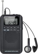 📻 covvy 2 band am fm radio with digital time display - portable pocket size radio receiver with earphone, loud speaker, alarm clock & timer logo