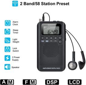 img 3 attached to 📻 COVVY 2 Band AM FM Radio with Digital Time Display - Portable Pocket Size Radio Receiver with Earphone, Loud Speaker, Alarm Clock & Timer