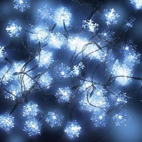 img 1 attached to 🎄 Joiedomi 2 Packs 40 LED Snowflake String Lights: Festive Christmas Fairy Lights for Indoor and Outdoor Decor