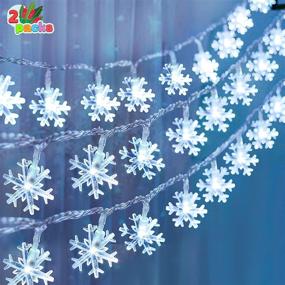 img 4 attached to 🎄 Joiedomi 2 Packs 40 LED Snowflake String Lights: Festive Christmas Fairy Lights for Indoor and Outdoor Decor