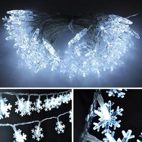 img 3 attached to 🎄 Joiedomi 2 Packs 40 LED Snowflake String Lights: Festive Christmas Fairy Lights for Indoor and Outdoor Decor