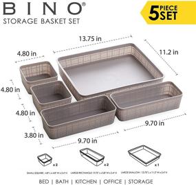 img 3 attached to 🔲 Light Grey BINO 5-Piece Woven Plastic Storage Basket Set