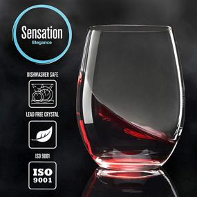 img 3 attached to Season STORY Crystal Stemless Wine Glasses Gift Box (Set of 4, 15oz) - Glassware Sets for Drinking Red & White Wine, Water, Juice, Beer - Perfect Glass Drinkware Set for Cabernet, Wedding, Birthday Party