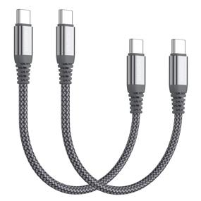 img 4 attached to 🔌 2-Pack 0.5Ft Короткий кабель USB C к USB C 60W - быстрая зарядка нейлоновый оплетенный шнур для Android Samsung Galaxy S21 / S21 + / S20 + Ultra, Note 20/10 Ultra, Air 2020, iPad Pro, Google - Улучшенный SEO