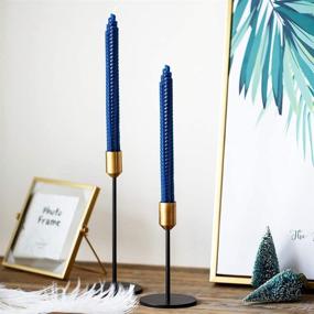 img 2 attached to 🕯️ Nuptio Candlestick Holders Set - Elegant Gold & Black Brass Taper Candle Holders for Table Decor
