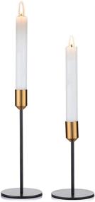 img 4 attached to 🕯️ Nuptio Candlestick Holders Set - Elegant Gold & Black Brass Taper Candle Holders for Table Decor