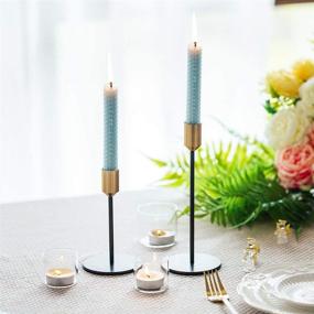 img 3 attached to 🕯️ Nuptio Candlestick Holders Set - Elegant Gold & Black Brass Taper Candle Holders for Table Decor