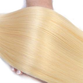 img 2 attached to 💇 9A Brazilian Straight Hair Bundles - 613 Blonde Virgin Human Hair Weave (14 16 18 Inches) - 3 Bundle Pack