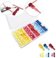 enhanced 120 pcs t-tap wire connectors with self-stripping quick splice electrical wire terminals - insulated male quick disconnect spade terminals assortment kit | includes storage case - 60 pairs logo